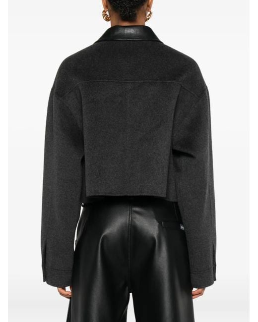 Nanushka Black Leather-Trimmed Zip-Up Jacket