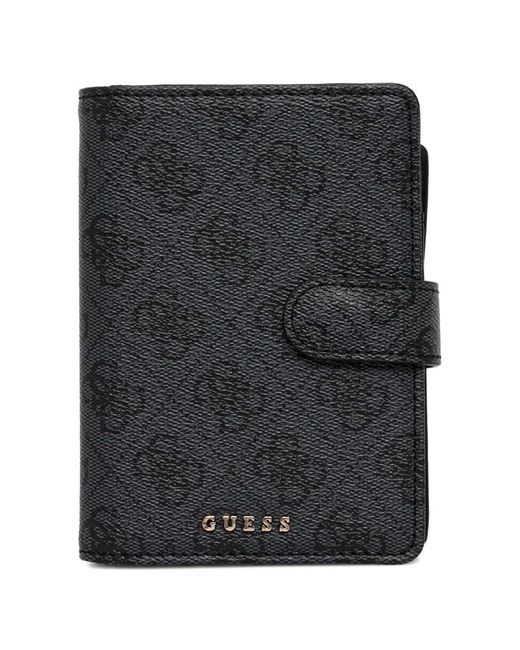 Guess Black Logo-Pattern Passport Case