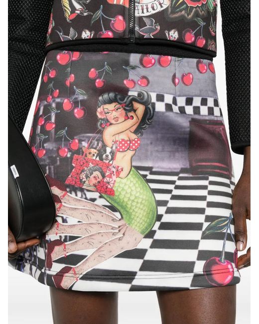 The Artistylist Red Mermaid-Print Mini Skirt