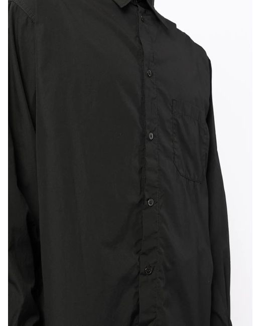 Yohji Yamamoto Black Asymmetric Cotton Shirt for men