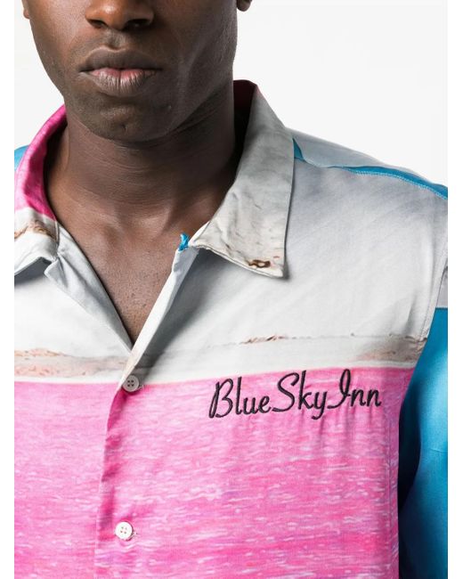 BLUE SKY INN Pink Abstract-Pattern Short-Sleeve Shirt for men