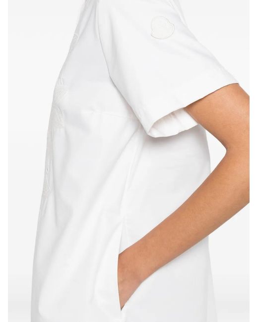 Moncler White Embroidery Shirt Mini Dress