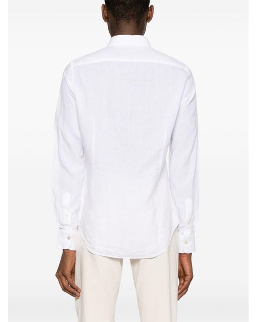 Eleventy White Buttoned Linen Shirt for men