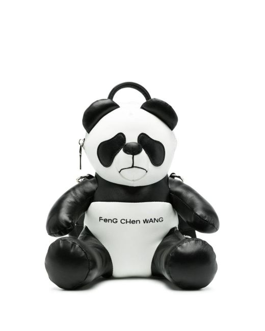 Feng Chen Wang Black Panda Sheepskin Backpack for men