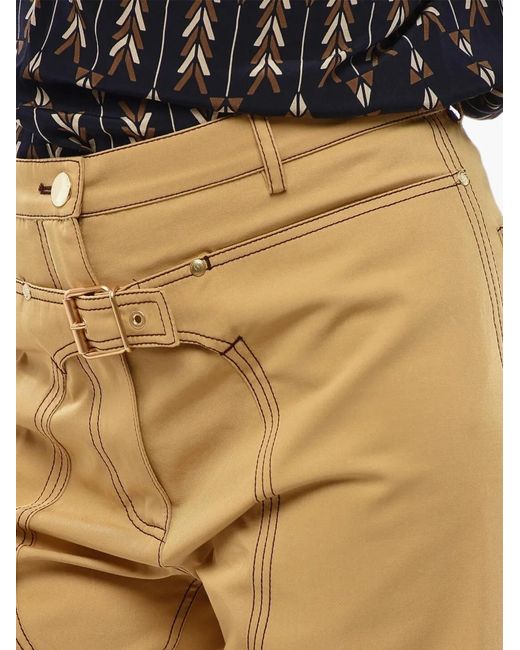 Stella McCartney Brown High-Waist Straight-Fit Trousers With Buckle Detail