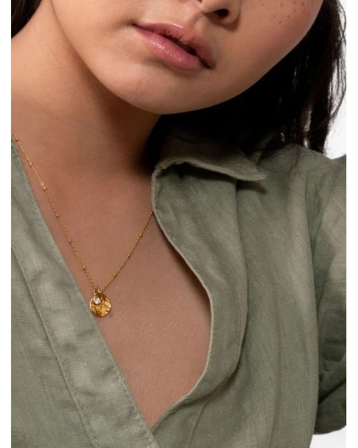 Dower & Hall Metallic Hammered Disc Sapphire Necklace