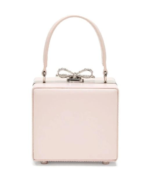 Self-Portrait Pink Crystal Bow-Embellishment Tote Bag