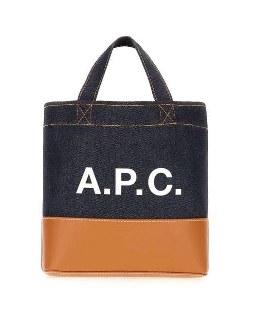 Borsa Tote Con Stampa di A.P.C. in Blue