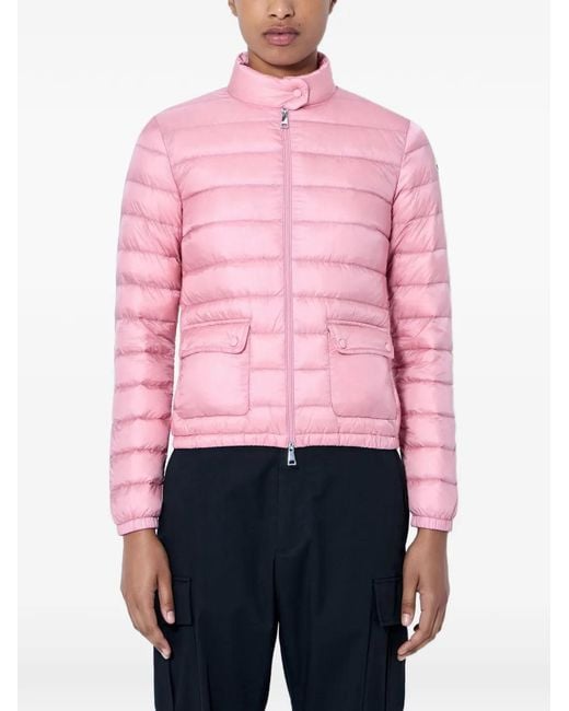 Moncler Pink Logo-Patch Padded Jacket