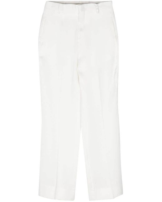 Briglia 1949 White Velvet Wide-leg Trousers