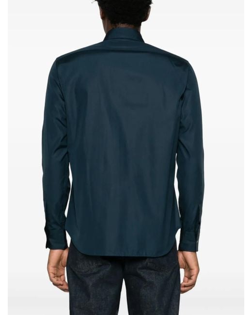 Aspesi Blue Chest-Pocket Cotton Shirt for men