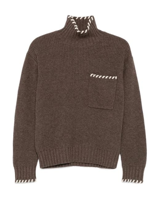 Sandro Brown Gerippter Pullover Mit Bestickter Tasche