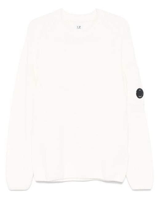 C P Company White Sea Island Lens-Detail Sweater for men