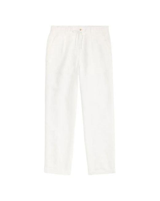 Polo Ralph Lauren White Pleated Drawstring Trousers for men