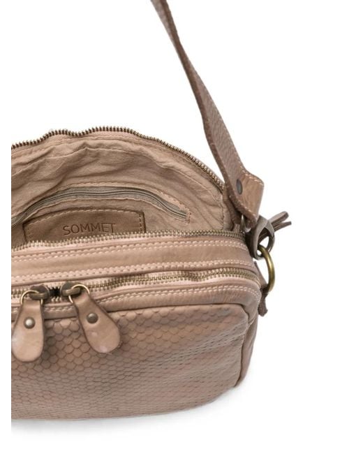 SOMMET Natural Arlo Cobra Scaled-Effect Leather Shoulder Bag