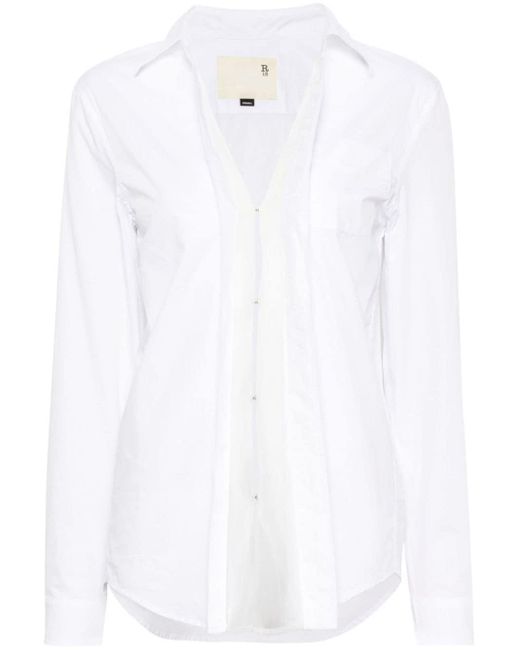 R13 White Semi-Sheer Detail Shirt