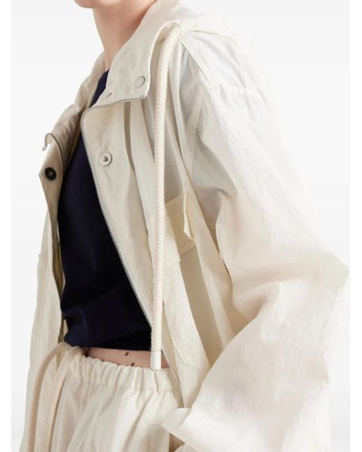 Prada White Blousonjacke Aus Technischem Pongé