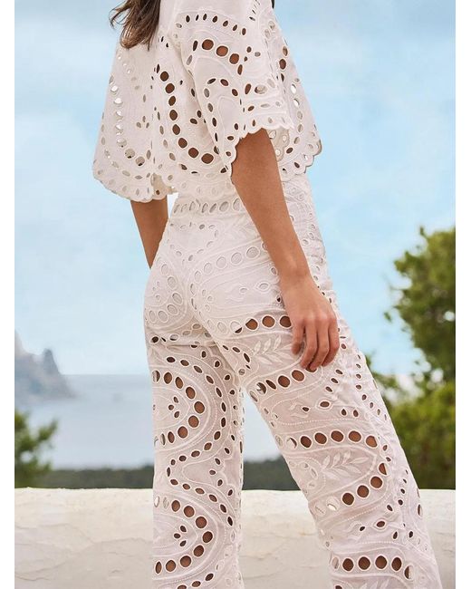 Charo Ruiz White Stern Openwork-Design Trousers