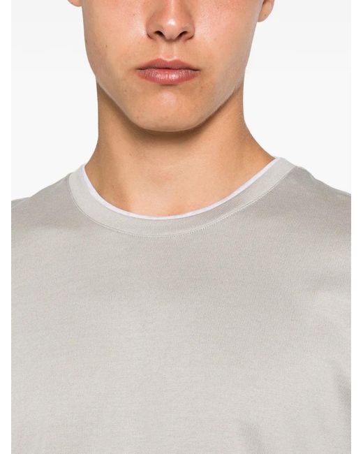 Eleventy White Contrast-Trim Short-Sleeve T-Shirt for men