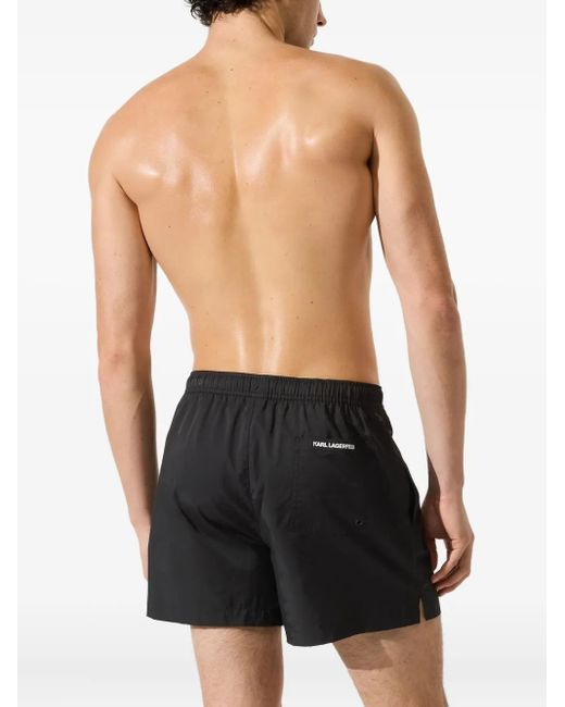 Karl Lagerfeld Black Drawstring Swim Shorts for men