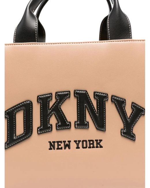 DKNY Natural Medium Hadlee Logo-Embroidered Tote Bag