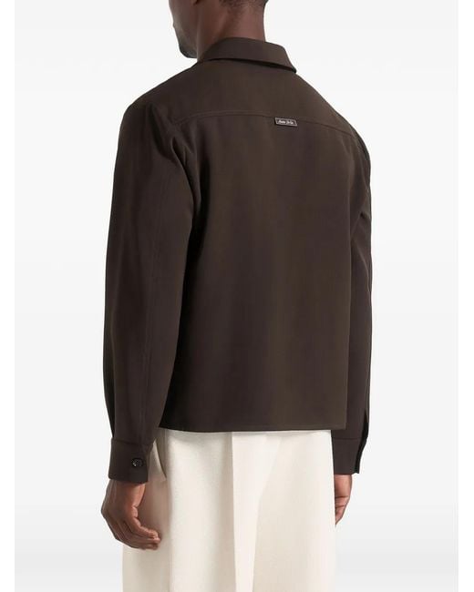 Manière De Voir Black Valen Applique-Detail Long-Sleeve Shirt for men