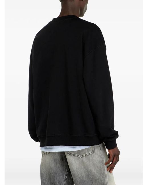DIESEL Black Cotton Sweatshirt With Graphic Print for men
