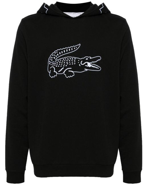 Lacoste Black Crocodile Logo-print Hoodie for men