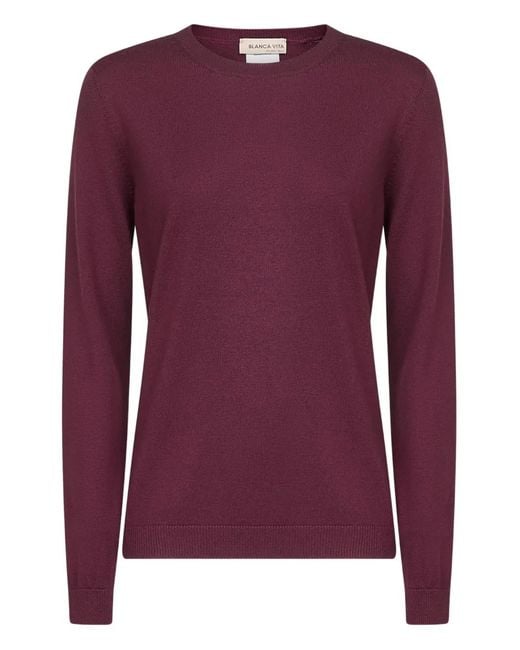 Blanca Vita Purple Crew-Neck Sweater