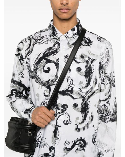 Camisa Watercolour Barocco Versace de hombre de color Gray
