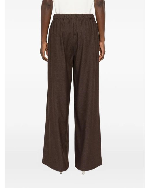ELEH Brown Pleated Wide-Leg Trousers