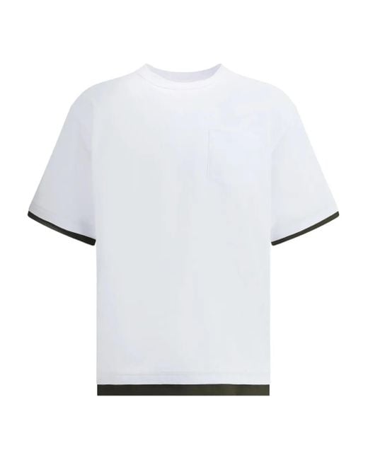 Sacai White Pocket-Trimmed Jersey T-Shirt for men