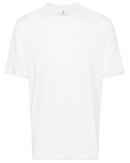 Brunello Cucinelli Gelaagd T-shirt Met Ronde Hals in het White voor heren
