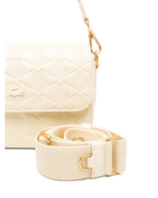 Lacoste White Monogram-Embossed Shoulder Bag