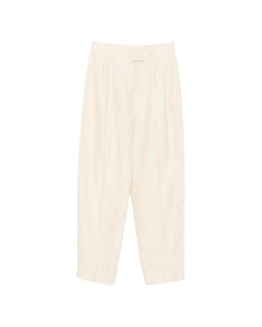 Liviana Conti White Pleated Straight-Leg Trousers