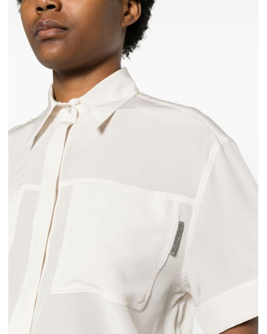 Camicia con colletto dritto di Brunello Cucinelli in White