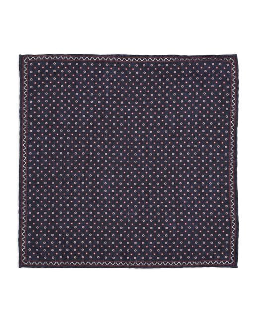 Brunello Cucinelli Blue Geometric-Pattern Pocket Square for men