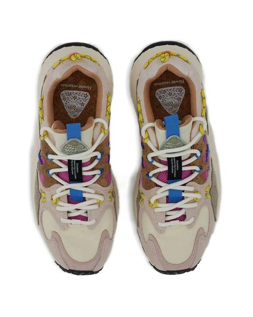 Flower Mountain Pink Yamabushi Suede-Inserts Sneakers