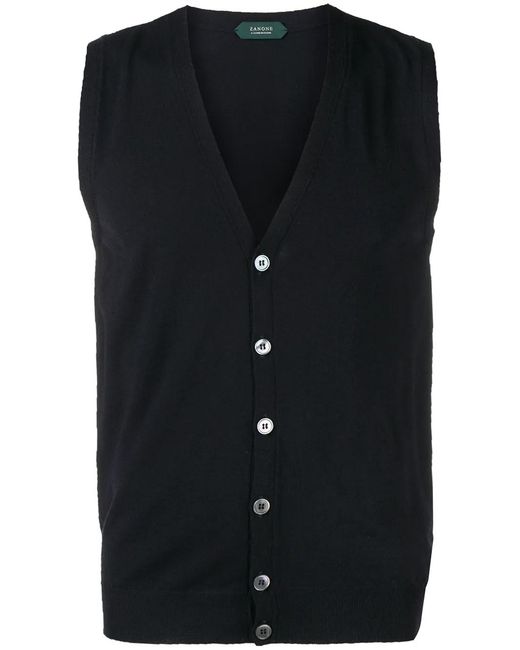 Zanone Blue Knitted Vest for men