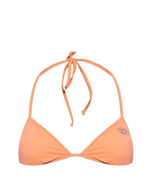 DIESEL Pink Kate-D-Core Logo-Plaque Bikini Top