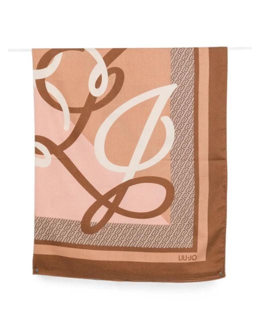 Liu Jo Pink Logo-Print Square Scarf