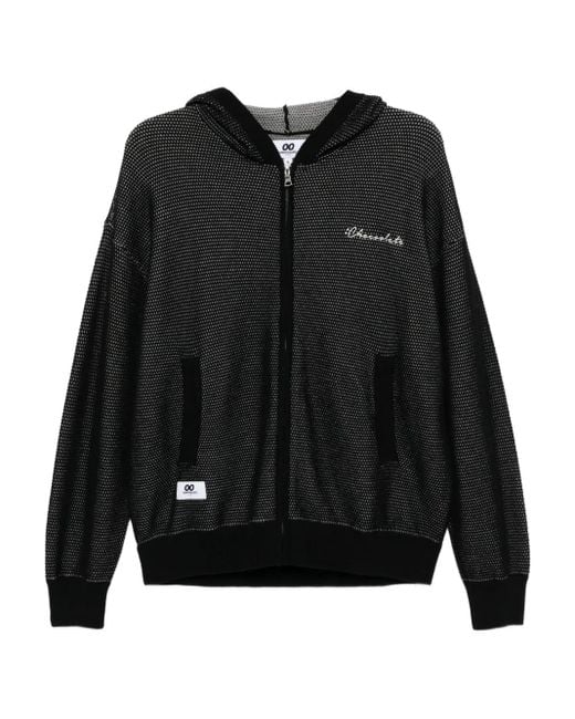 Chocoolate Black Mesh-Panel Zip-Up Hoodie for men