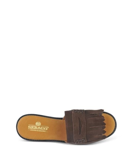 Sebago Brown Fringe-Detail Penny-Slot Sandals