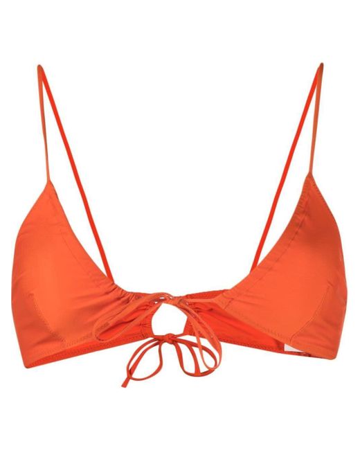 Jacquemus Synthetic Tied Triangle-cup Bikini Top in Orange - Lyst