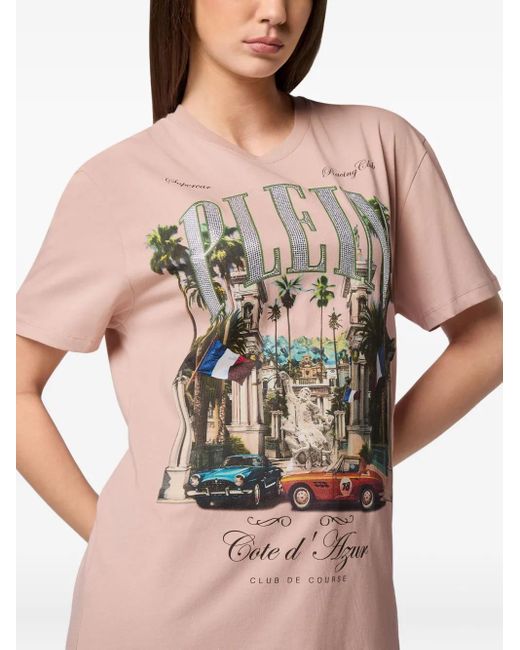 Philipp Plein Pink Sexy Pure Vintage Racing T-Shirt