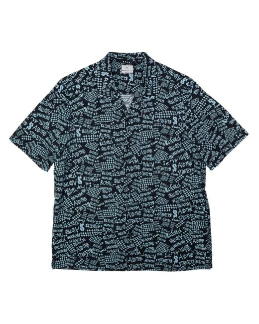 Ksubi Blue Heroism Text-Print Tencel Shirt for men