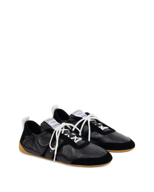 Chloé Black Kick Logo-Patch Sneakers