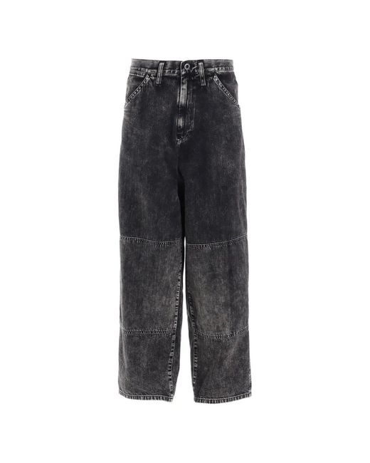 Y's Yohji Yamamoto Gray Faded-Effect Panelled Denim Jeans