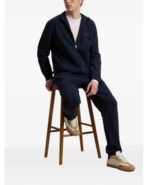 Woolrich Blue Sweat Zippé À Patch Logo for men