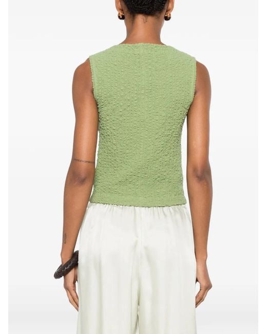 Nanushka Green Caile Crinkled Sleeveless Top
